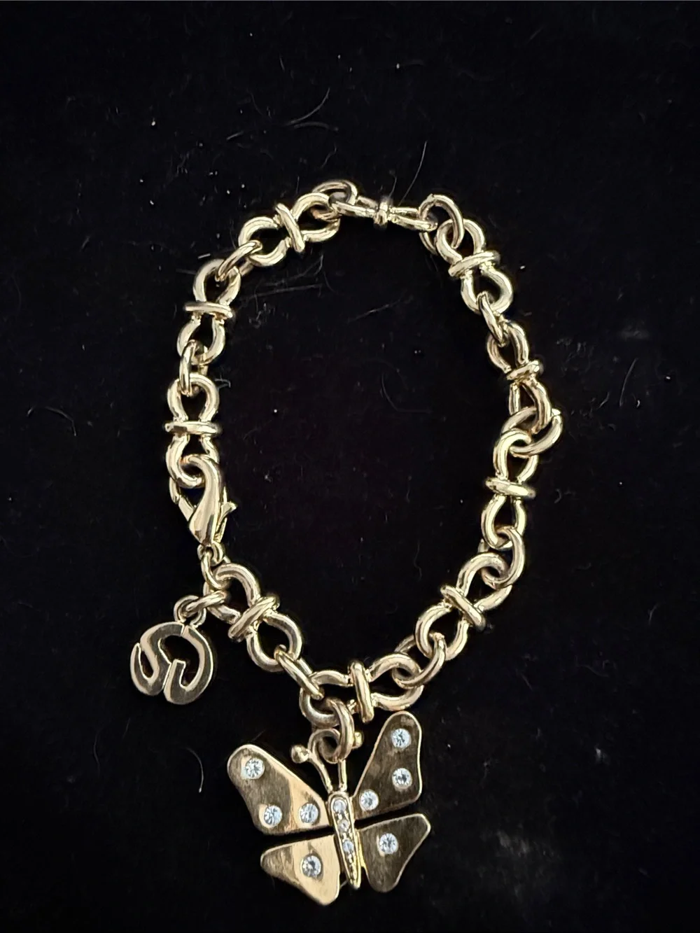 Vintage St. John Crystal Butterfly Charm Bracelet🦋